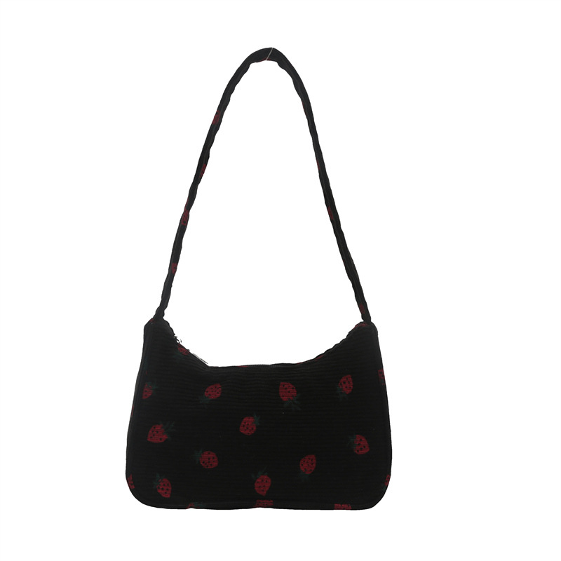 The 2024 new style of fresh and stylish strawberry-printed underarm bag is a trendy, simple and lightweight single-shoulder bag for commuting Item Picture