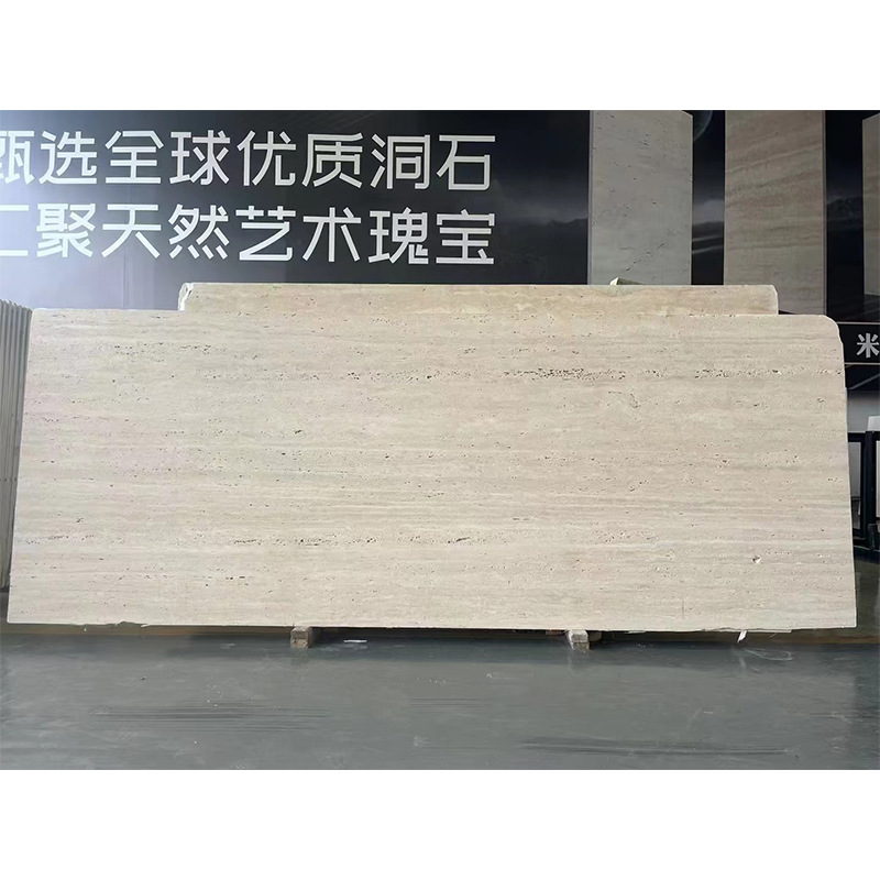 Wholesale of off-white cave stone, marble slabs, rough slabs, marble walls, European-style TV background walls, cave home wall decoration Item Picture