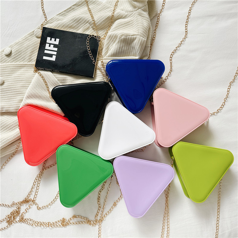2025 New style PVC jelly bag, triangular bag, plastic single-shoulder crossbody women's bag, mini small bag, fashionable chain bag full figure