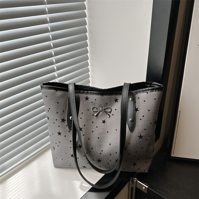 Polka dot printed bow tote bag for women 2024 New fashion trend, large-capacity casual single-shoulder crossbody bag full figure