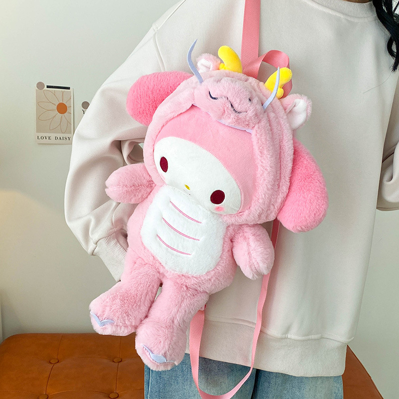 A new cute cartoon transformed crayfish plush toy backpack, a soft and adorable doll for a birthday gift details Picture