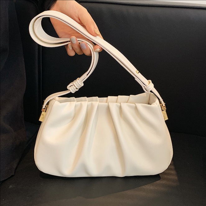 Korean high-end pleated solid color underarm bag for women 2025 new trendy, fashionable and niche quality single-shoulder crossbody bag full figure