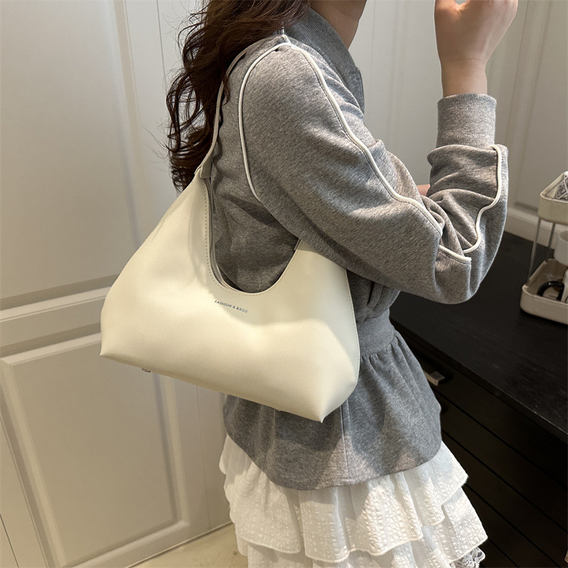 Cross-border women's bags 2025 New style, trendy, simple and retro, women's hand-held single-shoulder bag, underarm bag, stylish dumpling bag Specification drawing