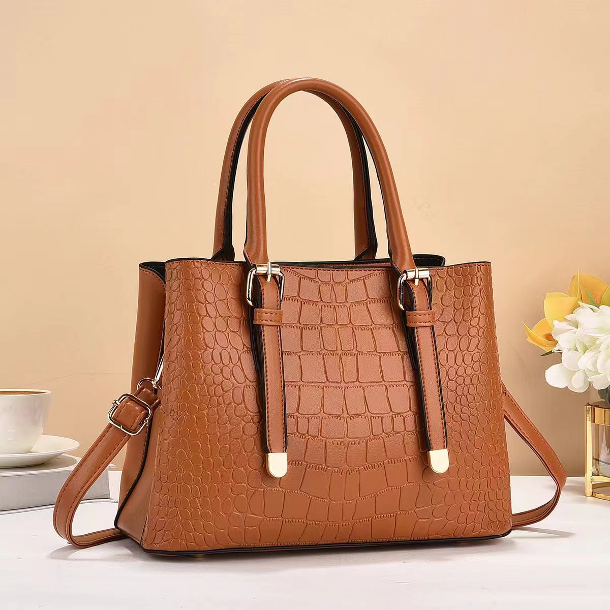 New stone-patterned cross-border high-end large bag, light luxury single-shoulder bag, large-capacity commuting all-purpose hand-held tote bag details Picture