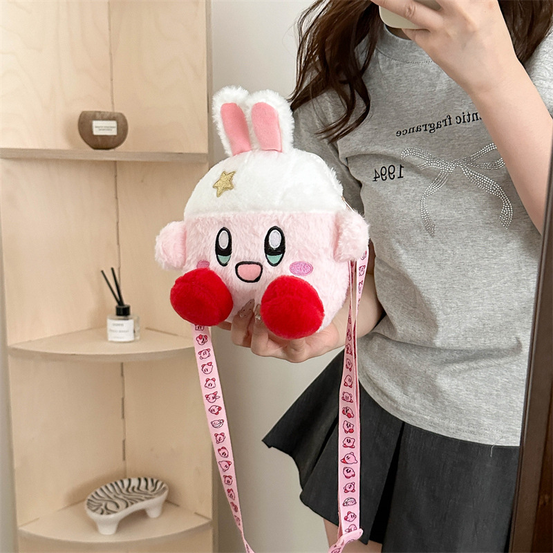 Cartoon Girl Heart Star Kirby Crossbody Bag, claw machine doll Gift, plush bag, birthday gift for best friends and sisters details Picture