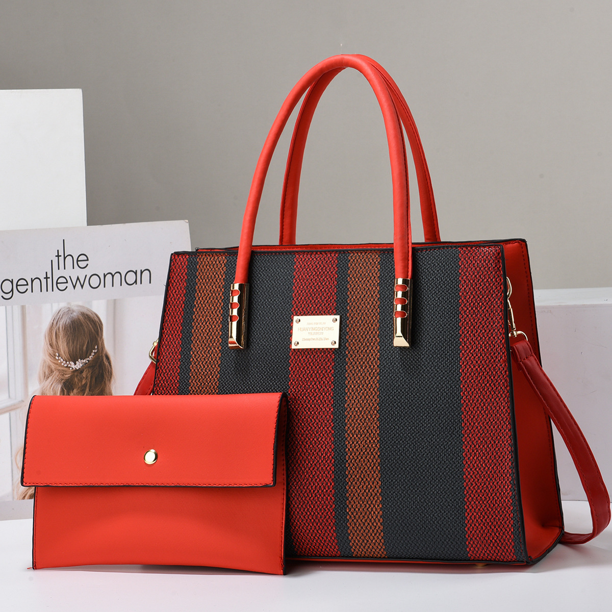 New 2024 trendy and fashionable single-shoulder crossbody bag for women in foreign trade, large-capacity cross-border color-blocked handbag details Picture