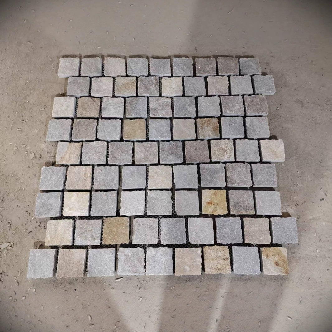 Yellow rust-colored ice-crack floor tiles, polygonal mesh stone, natural cultural stone, green rust-colored SLATE, crushed and pieced stone manufacturer full figure