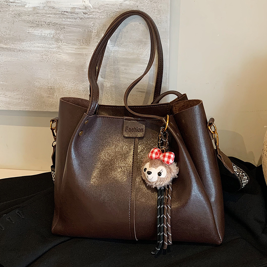 Simple and versatile women's large-capacity 2024 new casual and fashionable single-shoulder shopping bag with mother and child, commuter tote bag full figure