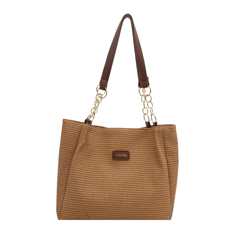 Spring canvas woven large-capacity large bag for women, 2025 new style versatile and fashionable shoulder bag, high-end tote bag Item Picture