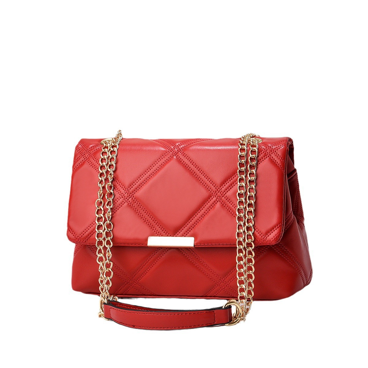 Spring 2024 best-selling girls' light luxury small square bag, super soft leather diamond-shaped chain single-shoulder crossbody bag, one-piece consignment Item Picture