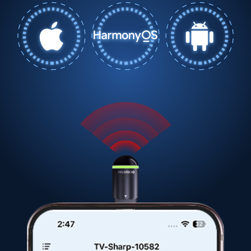 The 2025 new sixth-generation capsule mobile phone infrared transmitter and intelligent infrared remote control are MFi certified Specification drawing