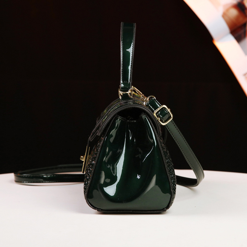 Shiny leather pillow bag 2024, women's bag, flip cover bag, noble print, trendy hand bag, shoulder bag with multiple layers, crossbody bag, mom Specification drawing