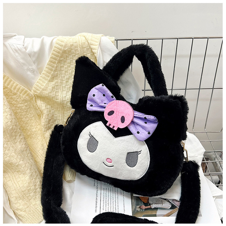 New Sanrio plush bag, cartoon and cute children's single-shoulder bag, claw machine doll, plush toy, casual handbag Specification drawing