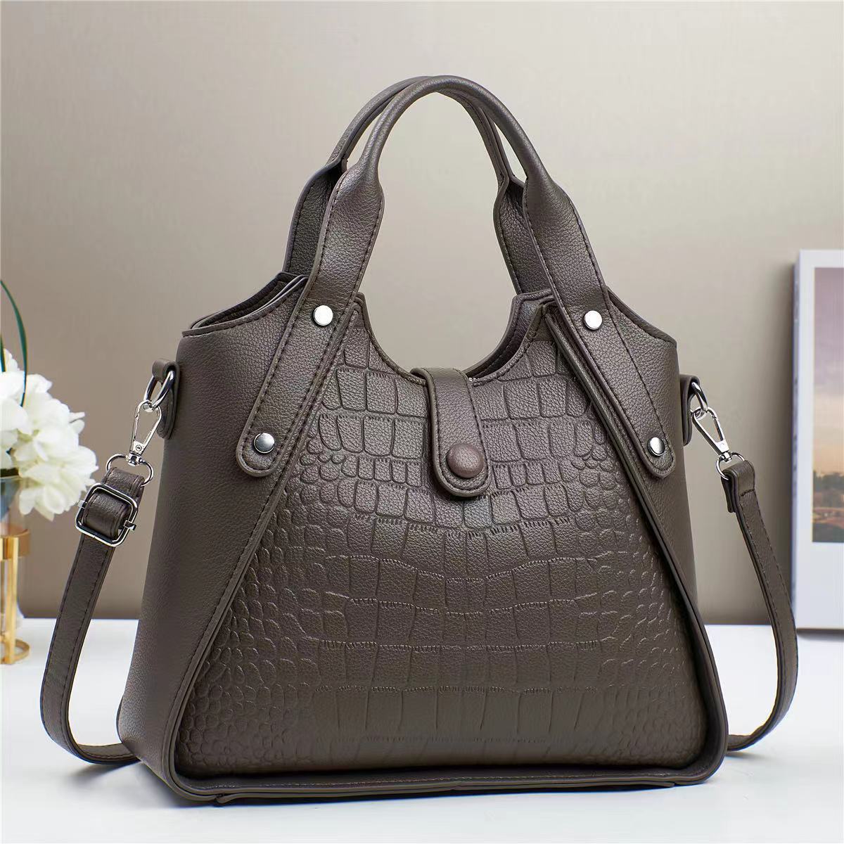 A new popular stone-patterned patchwork fashionable and versatile cross-border Korean-style women's handbag, single-shoulder crossbody bag details Picture