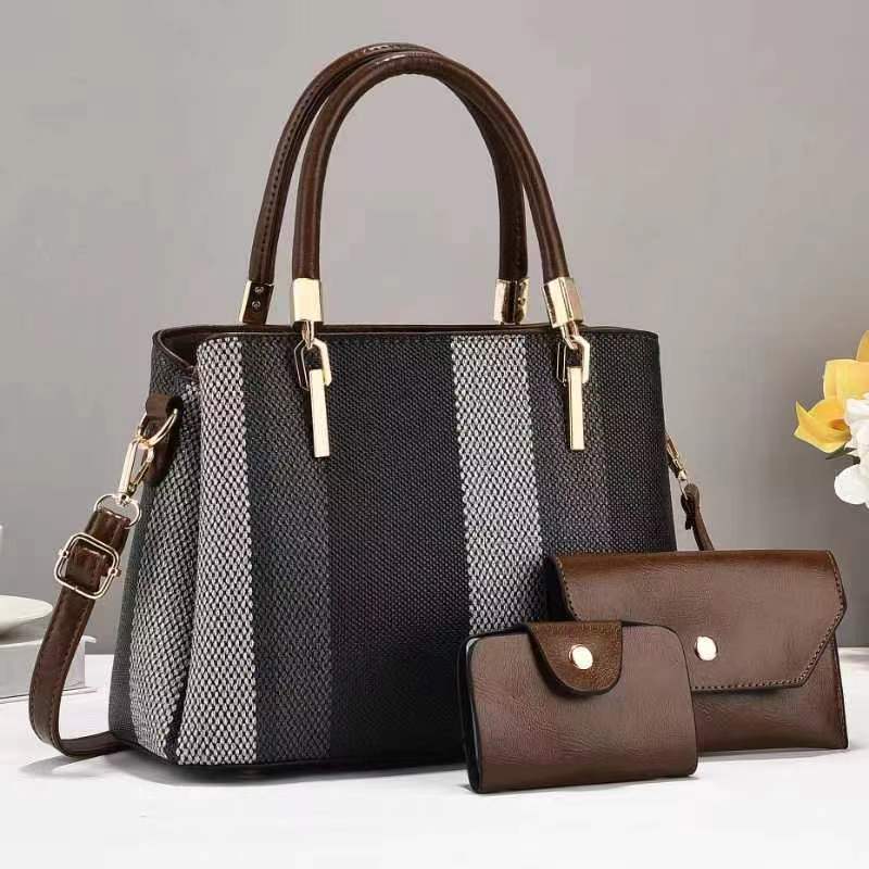 High-end, large-capacity new color-blocking canvas fashionable and trendy women's bags, cross-border single-shoulder bags, crossbody bags and handbags full figure
