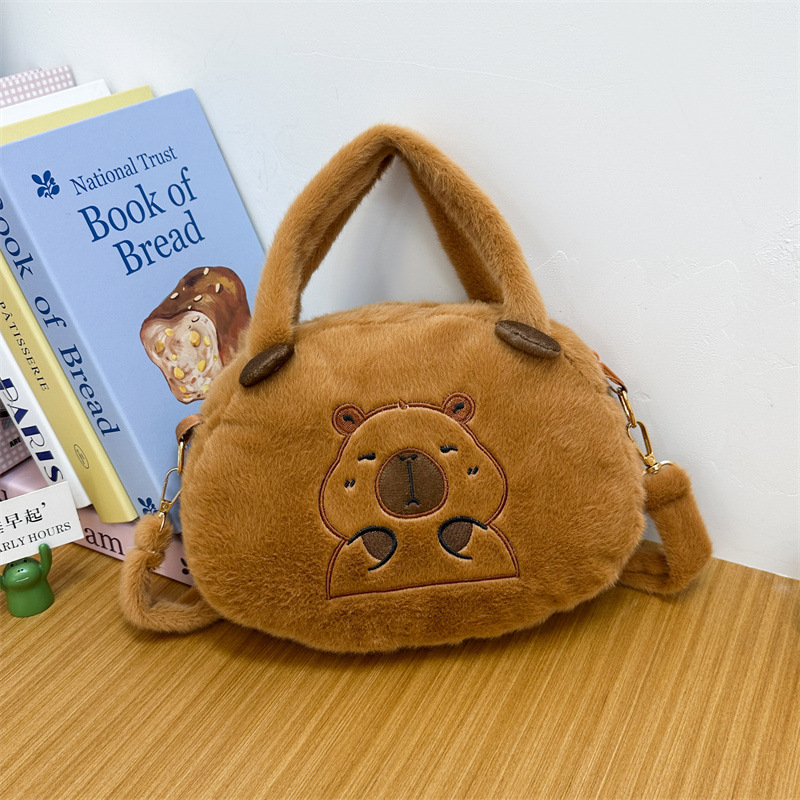 Capibara plush bag, cute capybara, large-capacity storage bag, cartoon doll, crossbody bag, children's small backpack Specification drawing