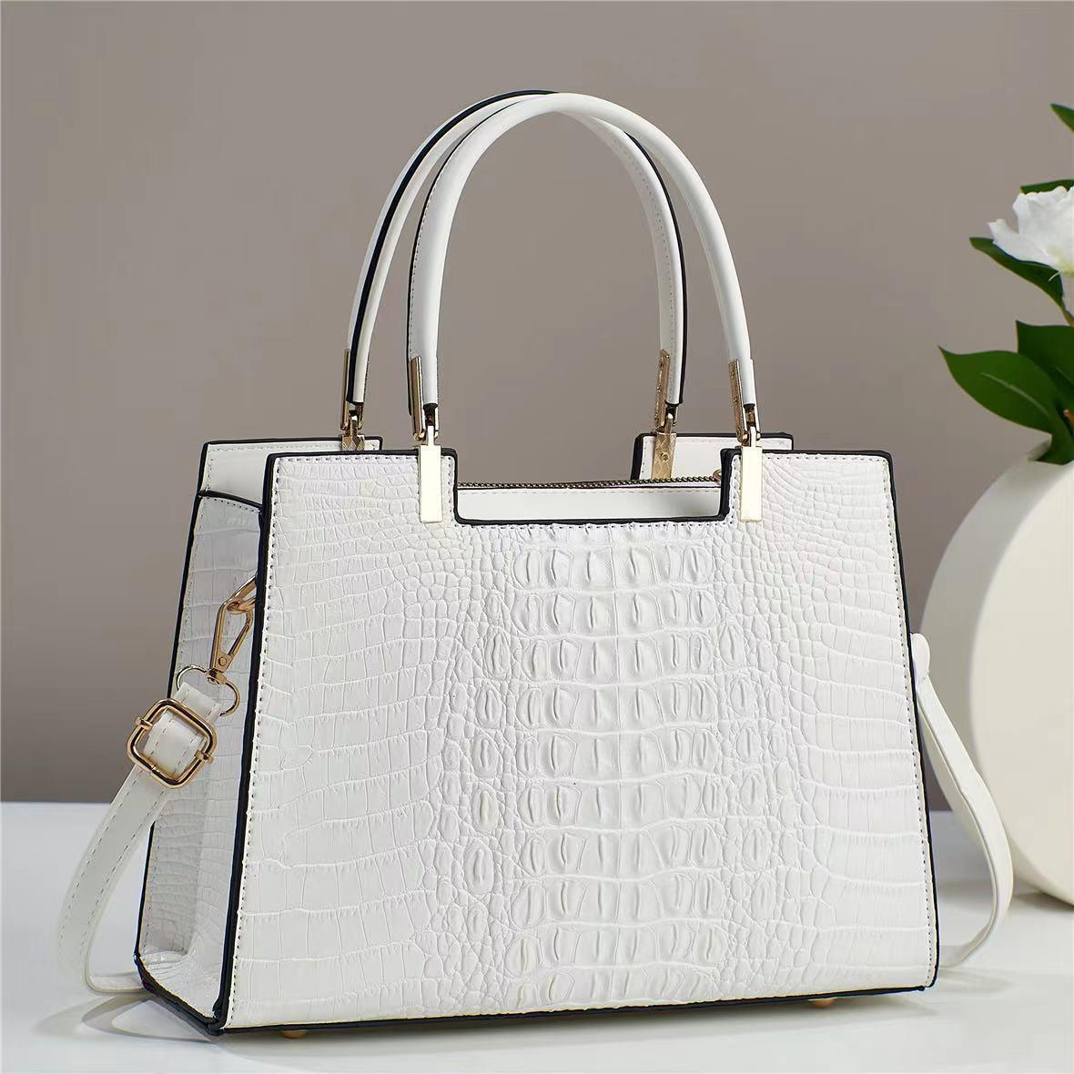 Fashionable crocodile-patterned women's and mom's bag, high-end, elegant and versatile single-shoulder crossbody bag 2023, large capacity handbag Specification drawing