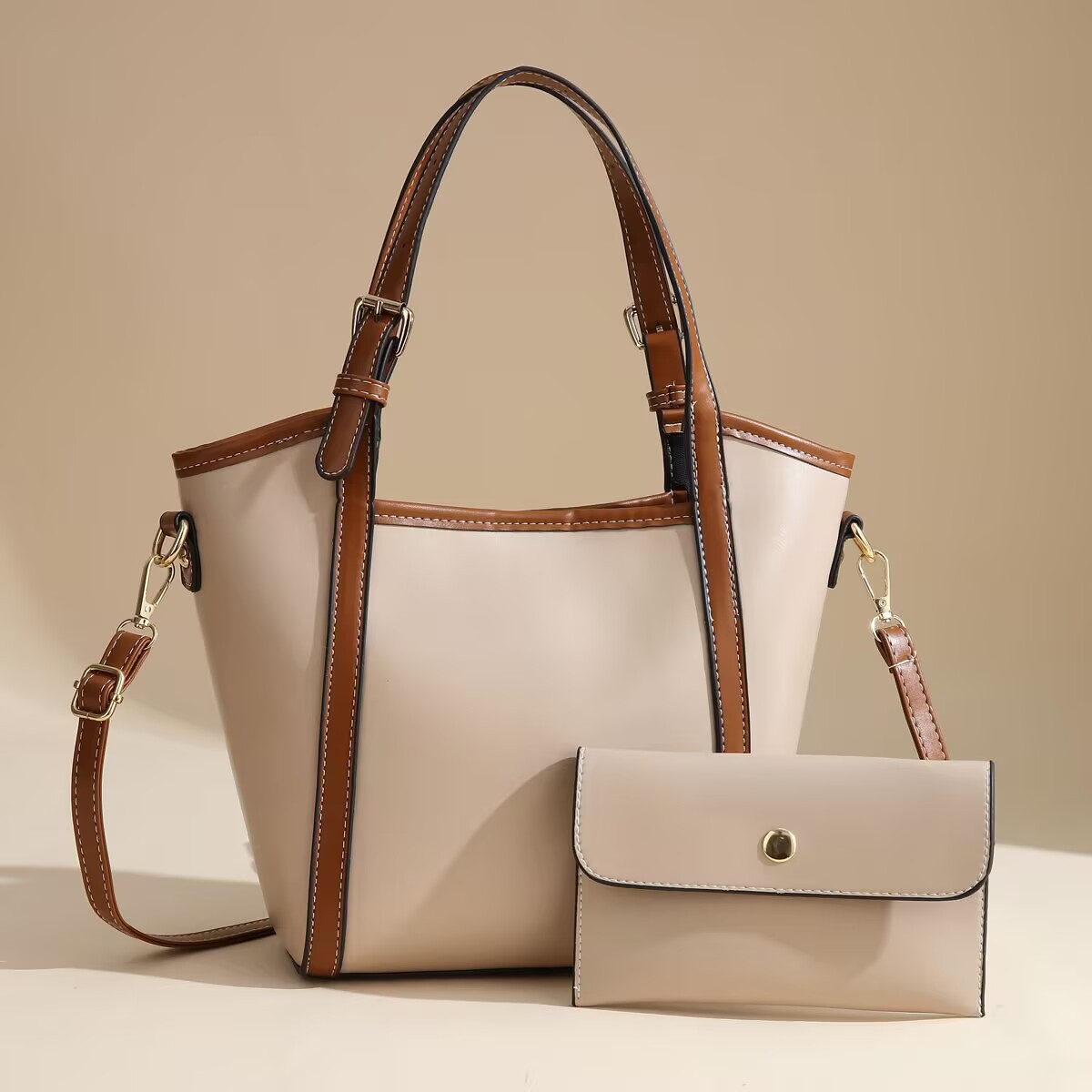 Two-piece single-shoulder bag manufacturer, Korean style simple and individual women's bag new style, versatile for foreign trade, crossbody large bag handbag full figure