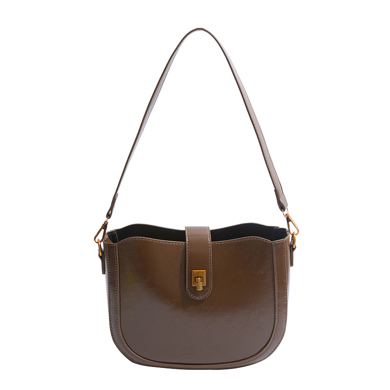 High-end, fashionable, versatile, simple and retro bucket bag for women, 2024 new model of Maillard casual small square bag Item Picture