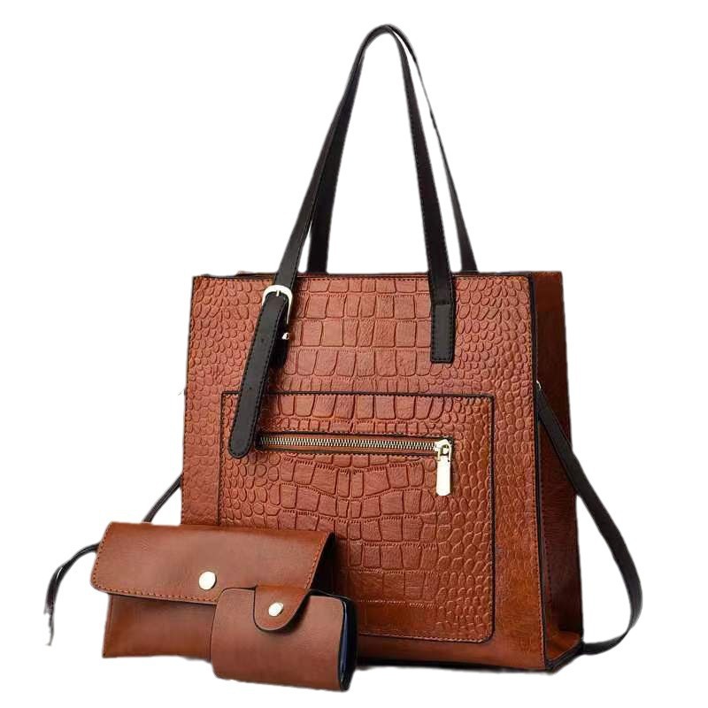 The new stone-patterned mother and child handbag is simple and fashionable, versatile for cross-border use, and features a large-capacity single-shoulder bag with a light luxury and versatility Item Picture