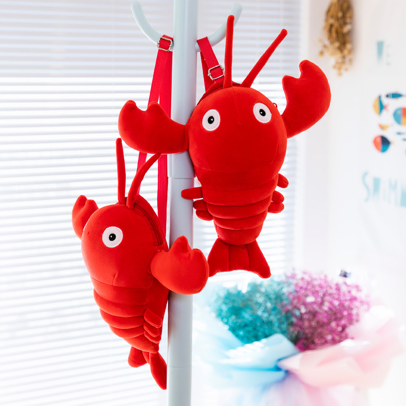Creative new crayfish plush toy single-shoulder bag, cute and adorable girl cartoon crossbody bag, hot-selling goods at street stalls Specification drawing