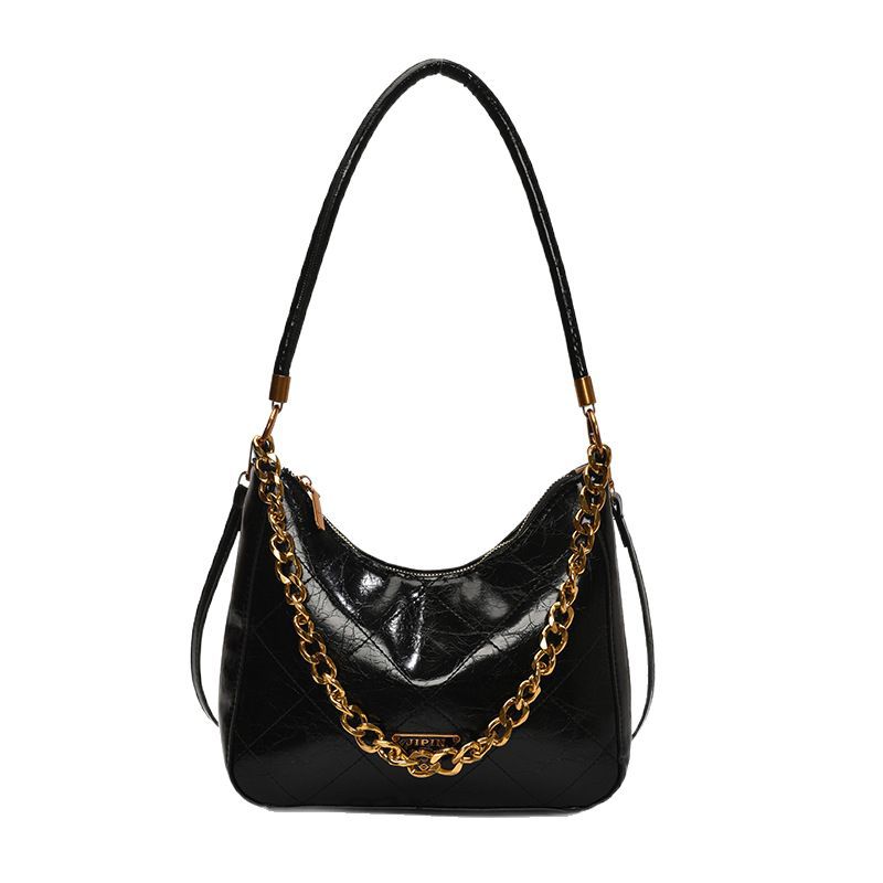 Cross-border bestseller retro soft leather chain bag for women, 2025 new fashion single-shoulder armpit bag, casual hand-held tote bag Item Picture