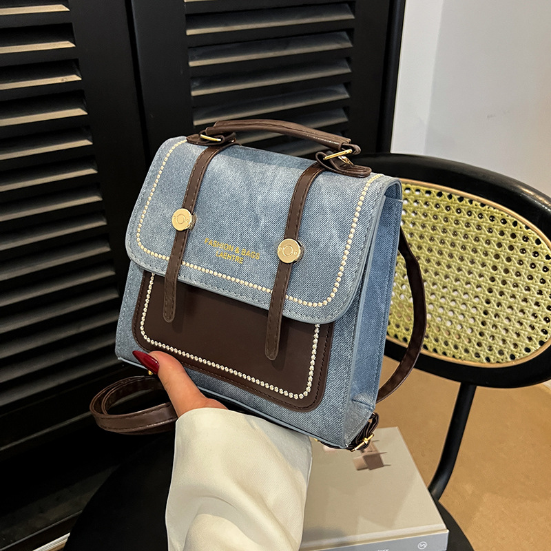 Cross-border Retro 2025 New Style Trendy student large-capacity casual multi-functional backpack, hand-carry commuting crossbody bag for women full figure