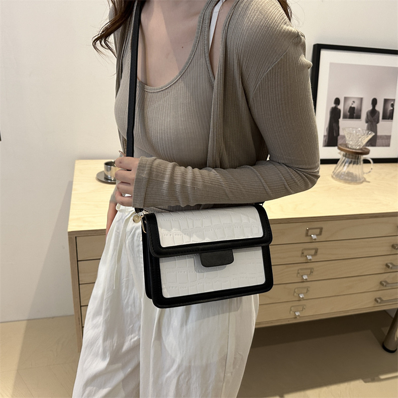 Cross-border color-blocking patchwork bag, women's stone pattern single-shoulder crossbody bag, new 2024 autumn commuter crossbody bag Specification drawing