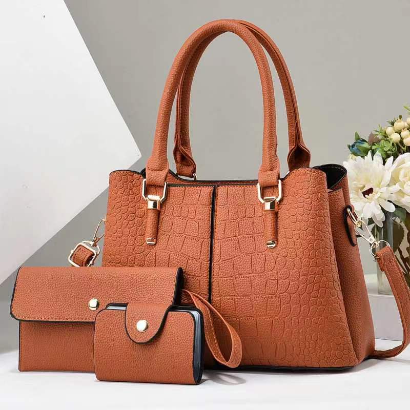 2024 New style women's bag, crocodile print Korean style trendy three-piece set, mother and child bag, versatile single-shoulder crossbody handbag Application Scenario