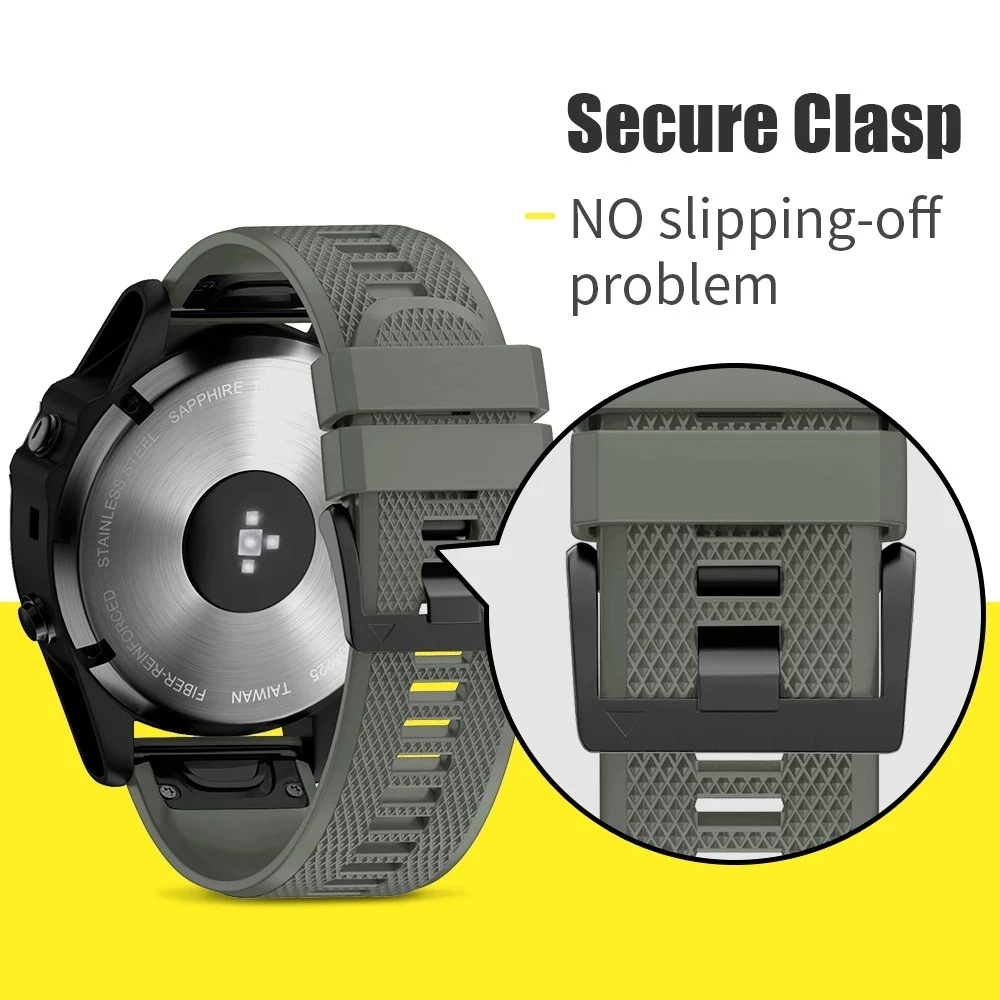 The 22mm and 26mm quick-release silicone watch straps are suitable for Garmin Fenix 7X 6X 65X Plus smartwatches Item Picture