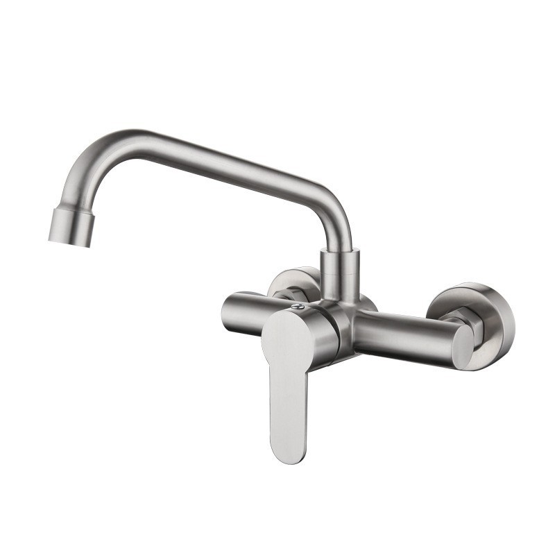304 stainless steel wall-mounted kitchen faucet, mop sink, vegetable washing basin, balcony laundry sink, rotating hot and cold water faucet Application Scenario