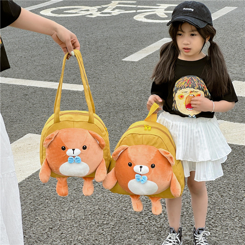 New cartoon cute doll bag, parent-child single-shoulder bag, large-capacity outdoor baby crossbody fashionable canvas children's bag Specification drawing