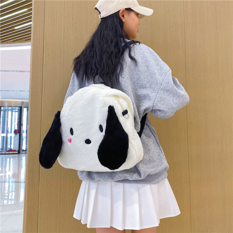 Japanese-style ins cute student hand-held, cross-shoulder 2023 plush bag with large capacity for student classes details Picture
