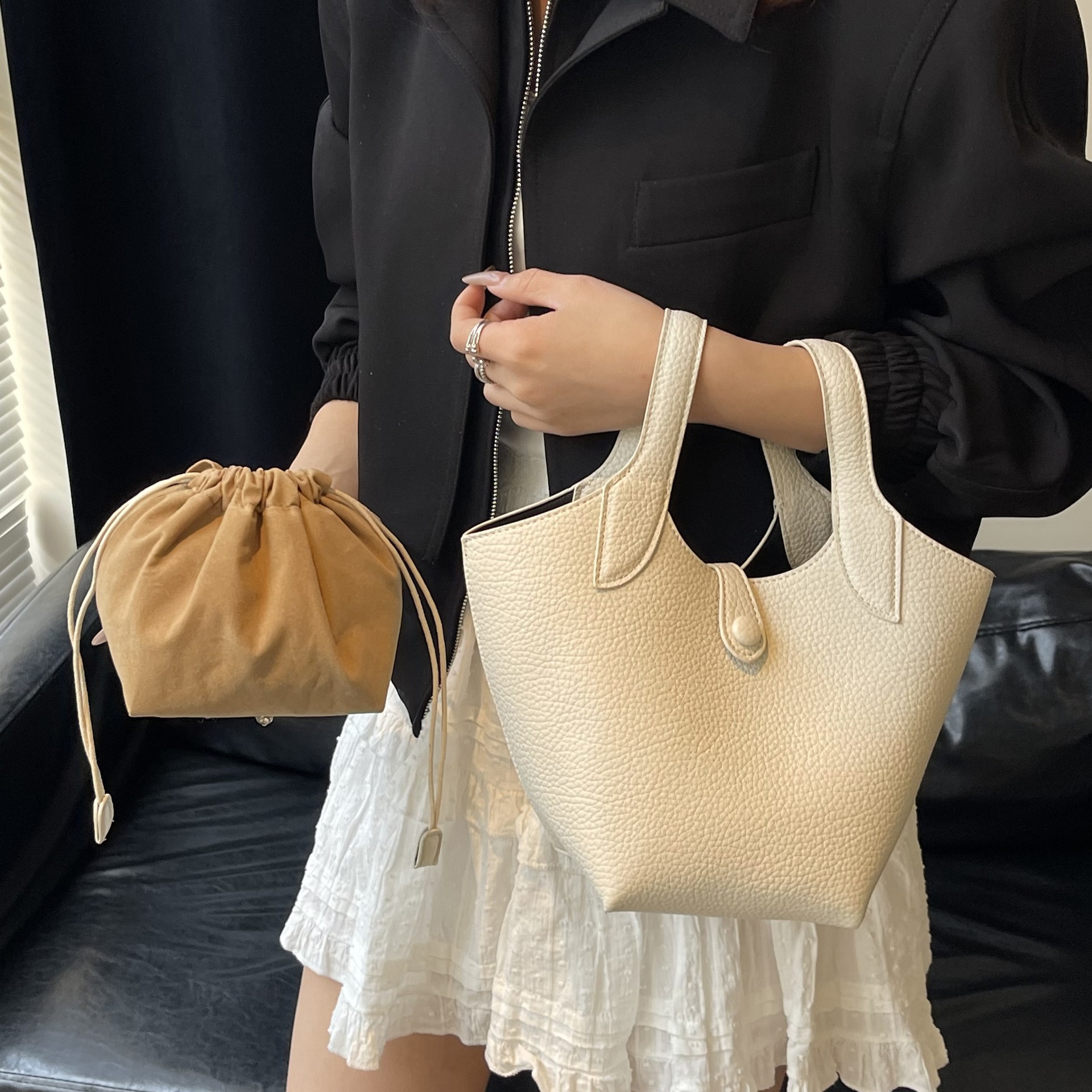 A niche quality underarm bag for women, a new spring 2025 bucket bag, a simple single-shoulder crossbody vegetable basket bag full figure