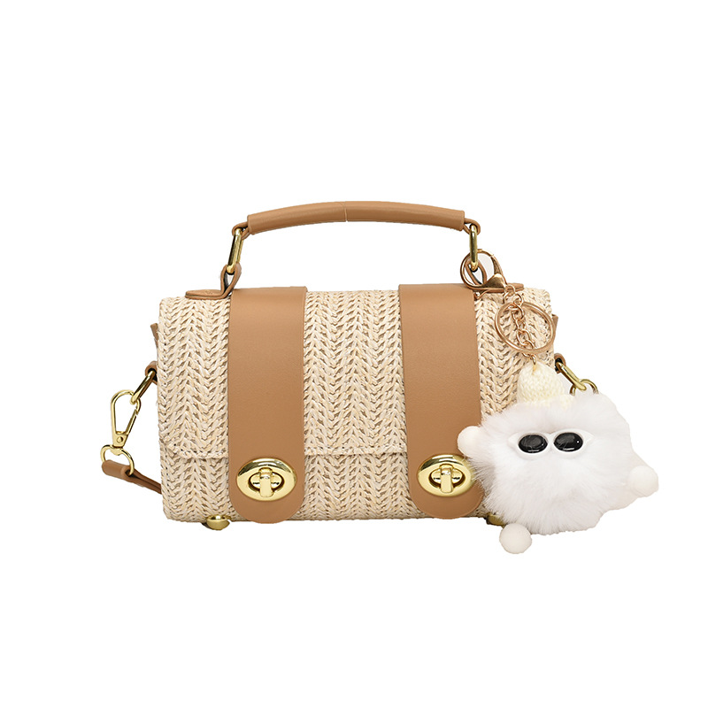 A new style of women's 2025 straw-woven hand-held small bag, a fashionable commuting single-shoulder bag, a beach vacation beach woven crossbody bag Item Picture