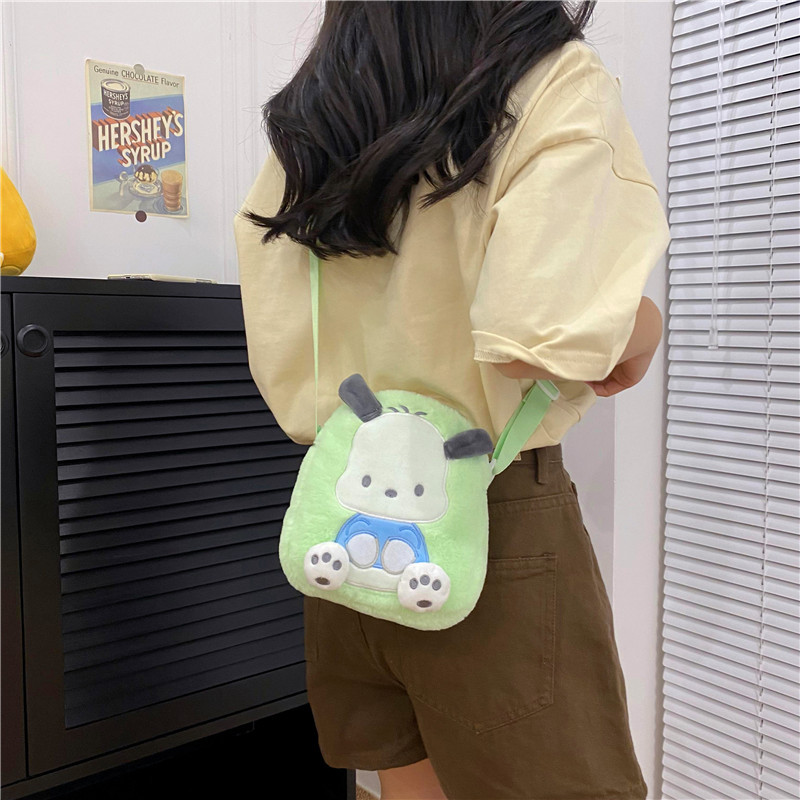 Cartoon fashion plush toy, girlish single-shoulder bag, Kuromi Melody doll bag, gift accessories, crossbody bag Specification drawing