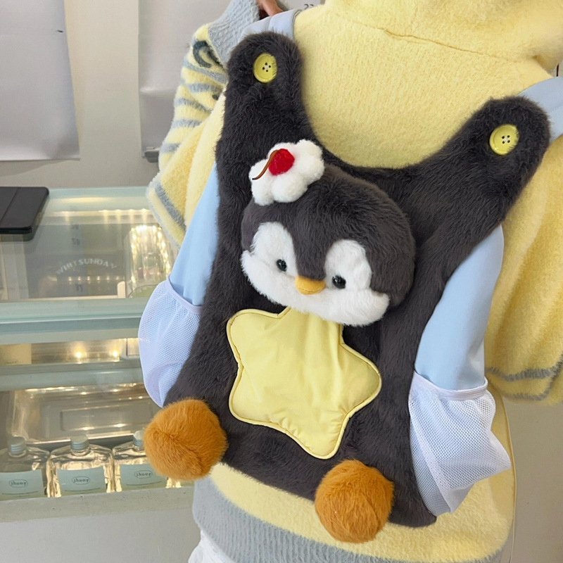 New cute little penguin plush cartoon backpack, Dachshund school student schoolbag, casual commuting backpack details Picture