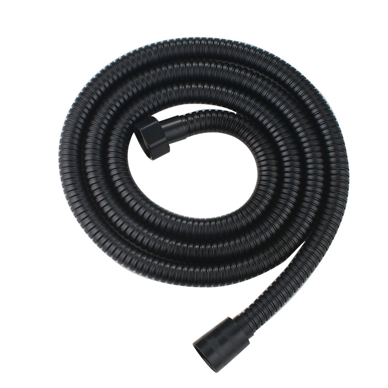 Black stainless steel shower hose with baked paint, electroplated densification tube, shower head, high-pressure metal anti-connection tube Item Picture
