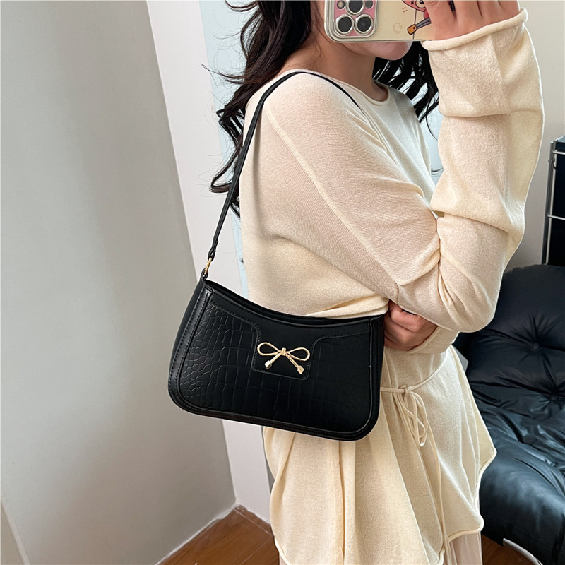 Cross-border high-end quality versatile underarm little girl bag 2025 new style fashionable handbag, shoulder bag, stylish baguette bag Specification drawing