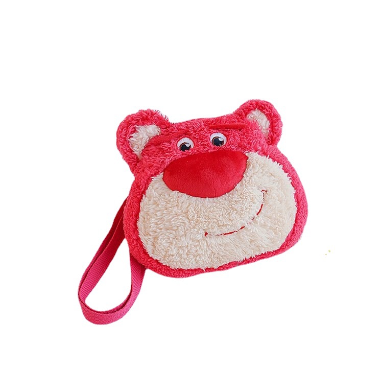 The 2023 new children's bag, a popular and trendy item, is a cute strawberry bear plush single-shoulder bag for girls, boys and babies going out Item Picture