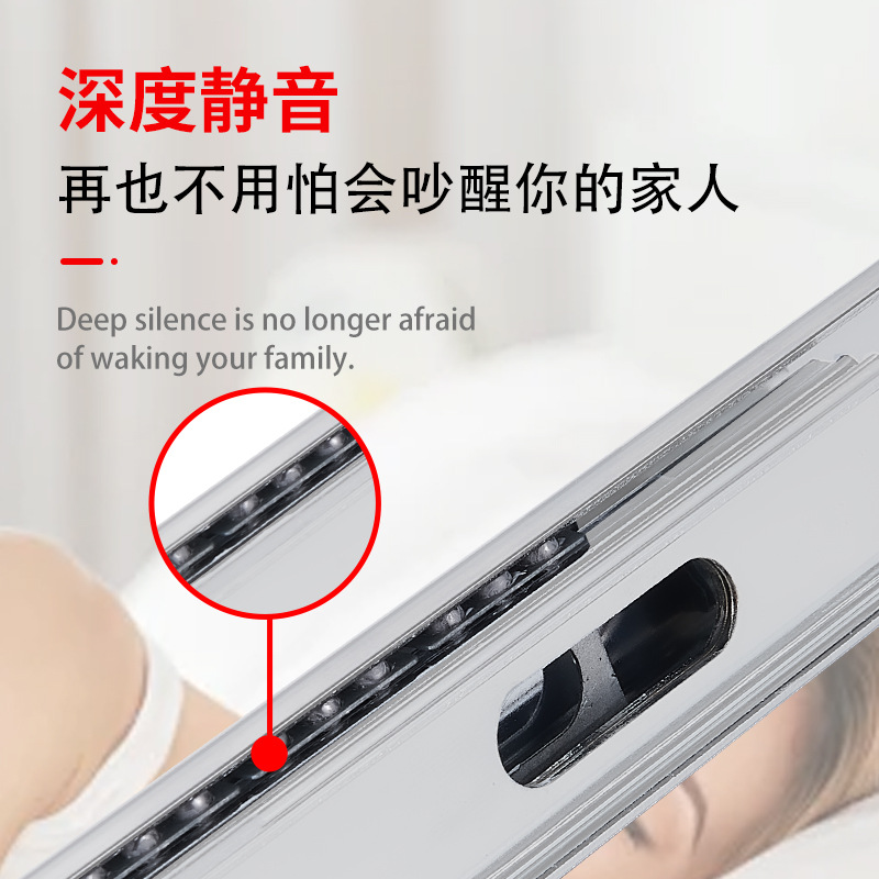 35-wide double-layer stainless steel slide rail, three-section rail, high-temperature resistant, pull-out, silent buffer, high-precision telescopic industrial guide rail Specification drawing
