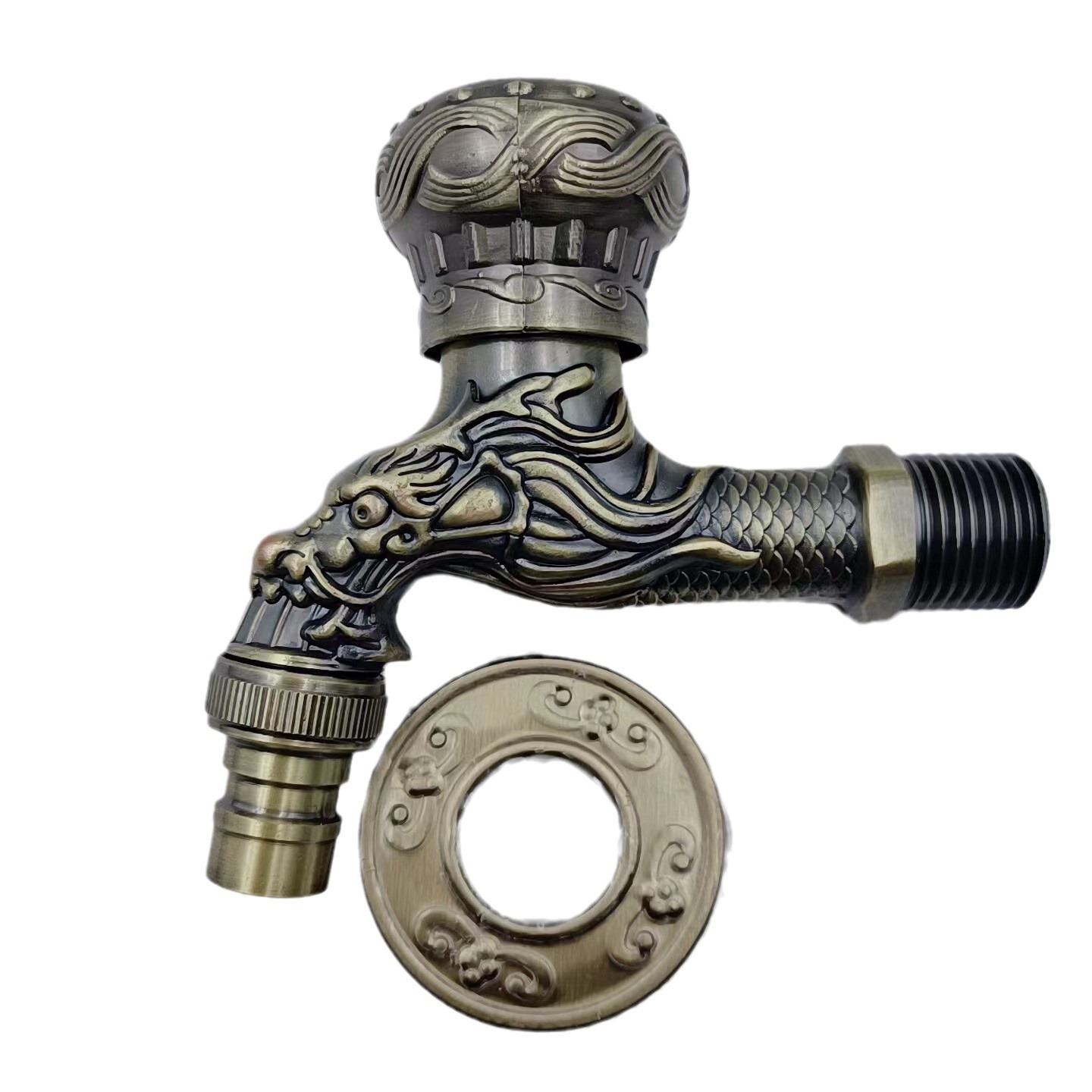 Antique dragon-shaped European-style thickened washing machine faucet, retro and simple, four-inch universal sun protection washing machine faucet Specification drawing