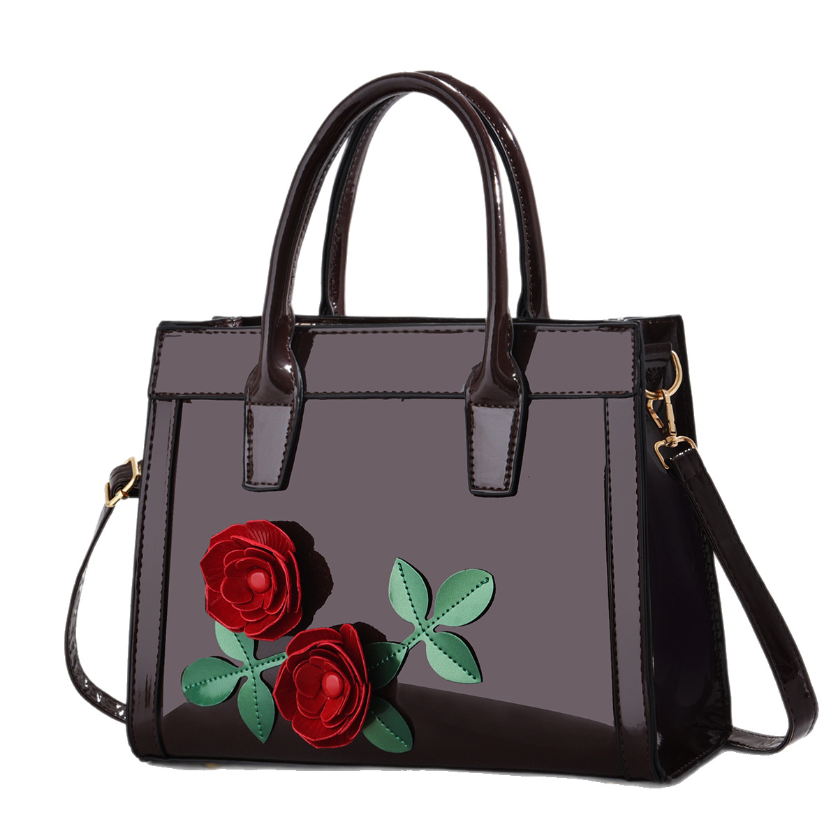 New Women's 2025 new patent leather fashionable handbag, elegant middle-aged mom bag, high-end women's crossbody bag Item Picture