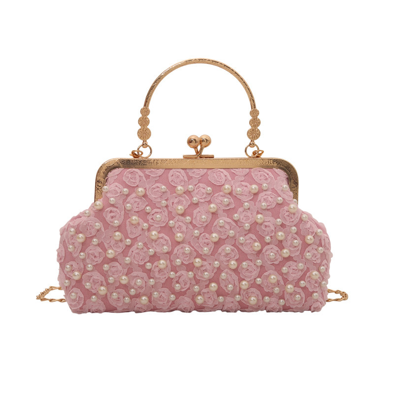 Beaded hand-held evening bag 2025 Summer New style elegant purple single-shoulder chain crossbody bag Item Picture