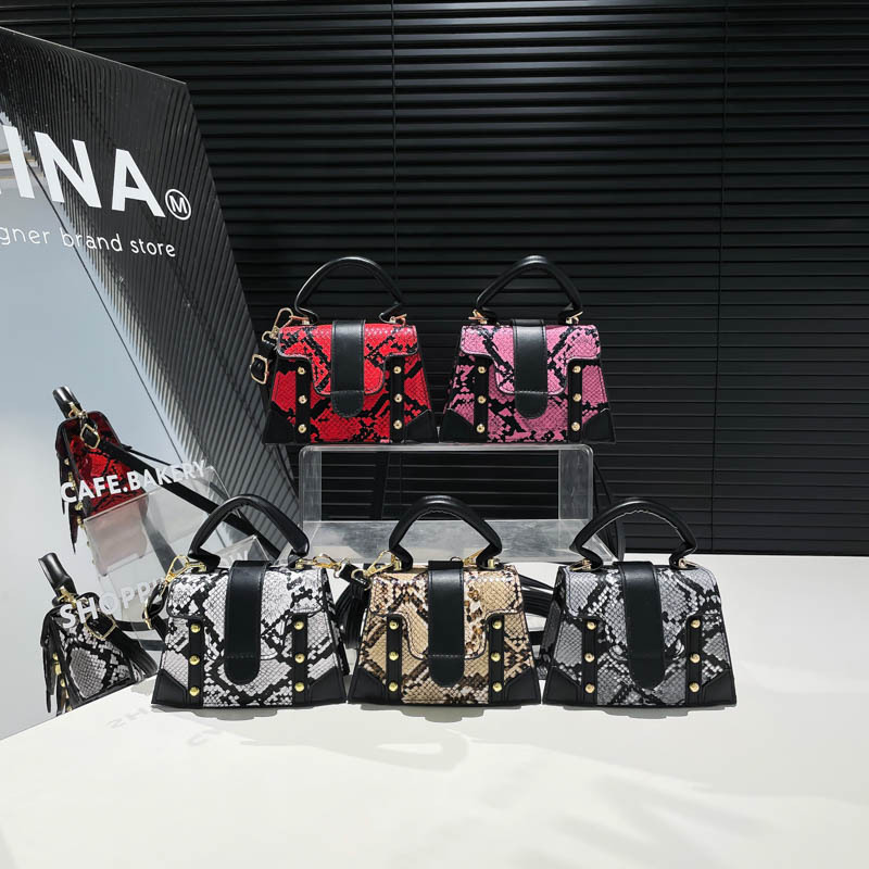 Fashionable, individualistic, large-capacity and stylish 2025 new snake-patterned design, trendy spliced crossbody single-shoulder hand-carry small square bag Application Scenario
