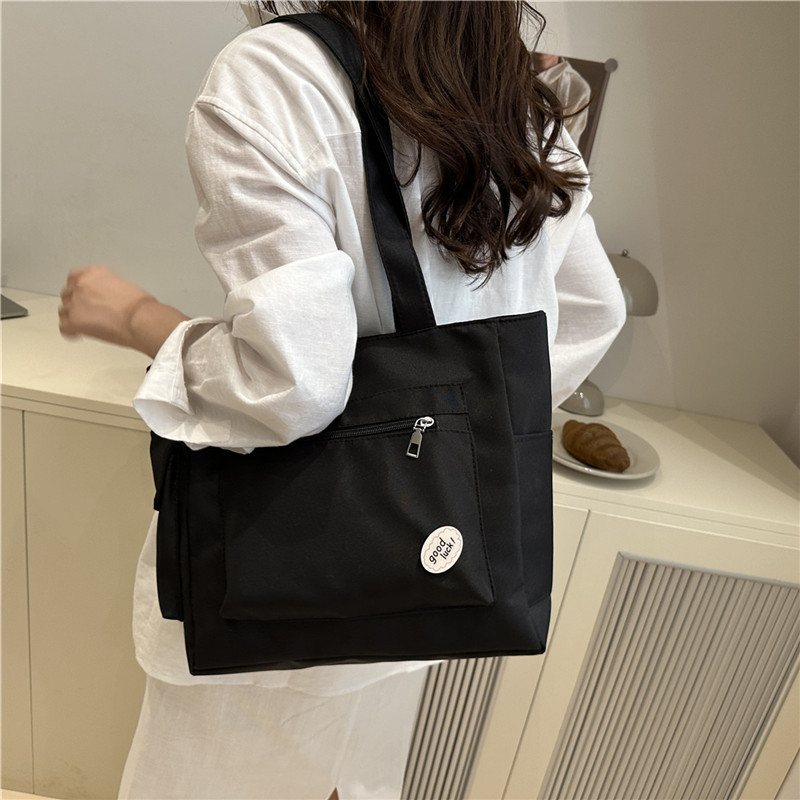 Lazy style large-capacity canvas bag for girls 2025 new fashion student computer bag for class, single-shoulder hand-held tote bag Specification drawing