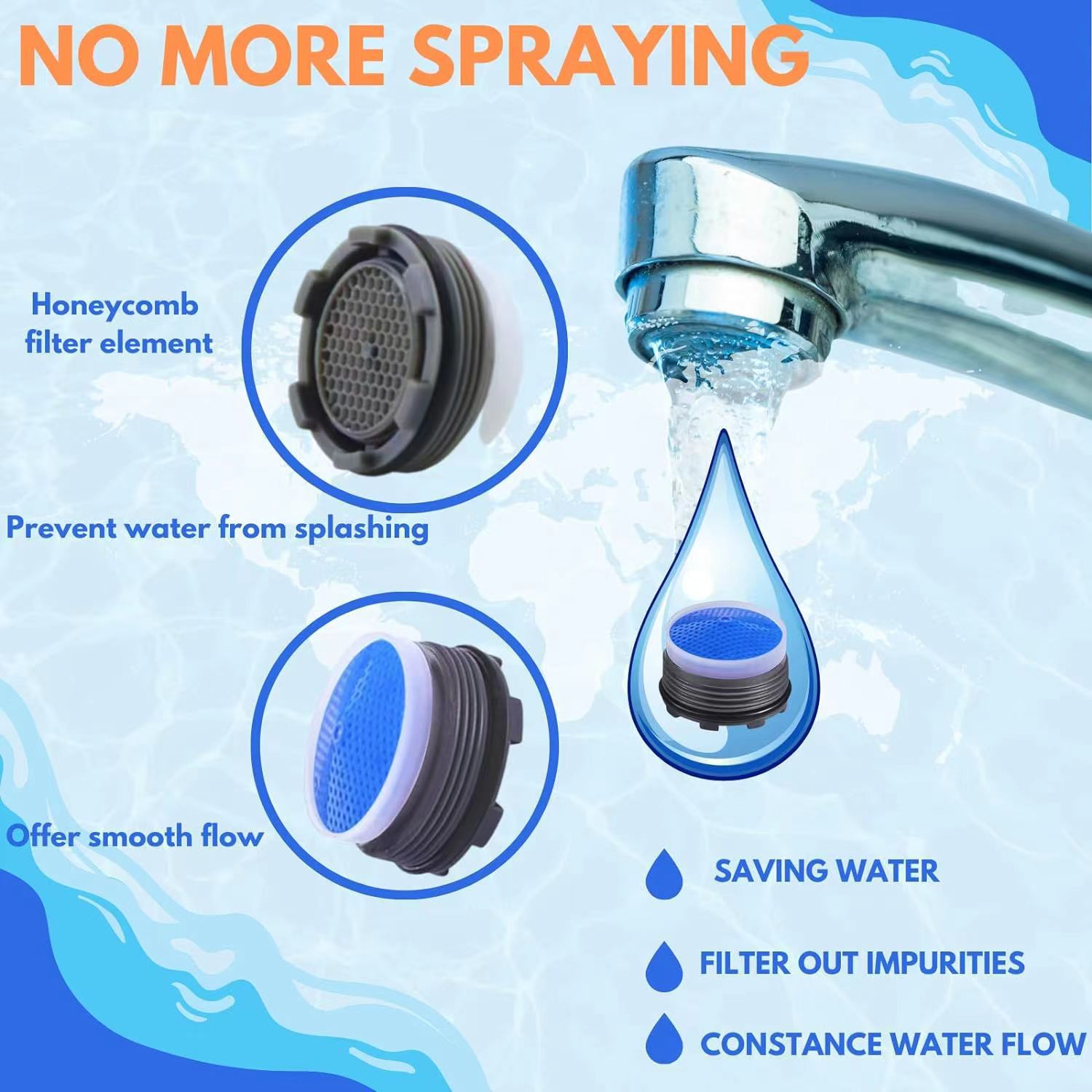 The kitchen faucet is equipped with a built-in aerator, the water outlet is embedded with a hidden filter screen, and the washbasin faucet disassembly tool wrench Application Scenario