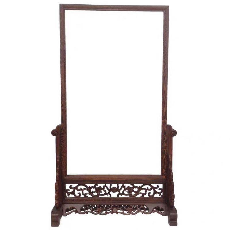 Redwood partition, solid wood screen, marble calligraphy and painting framing frame, screen, photo frame, display table, wooden table screen Application Scenario