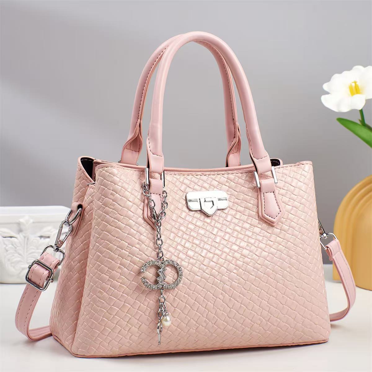 New woven fabric women's bag 2025, large capacity crossbody handbag, mom's bag, Valentine's Day gift Specification drawing