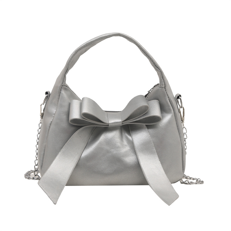 Dumpling Bag Women's 2025 New Style Trendy and fashionable bow, high-end hand-held bag, single-shoulder crossbody chain bag Item Picture